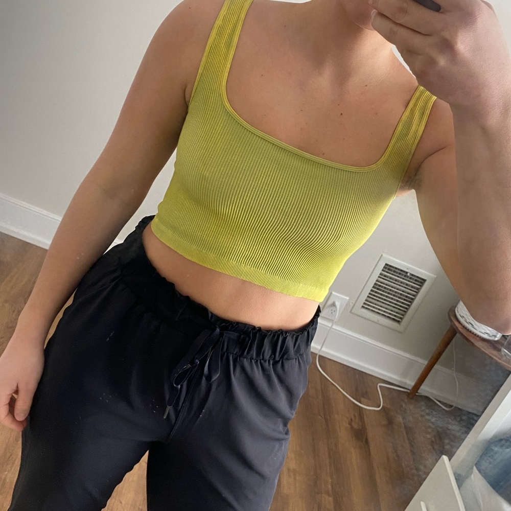 Distressed Yellow/Green Free People Active Top